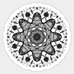 Spica Mandala art Black and White Sticker